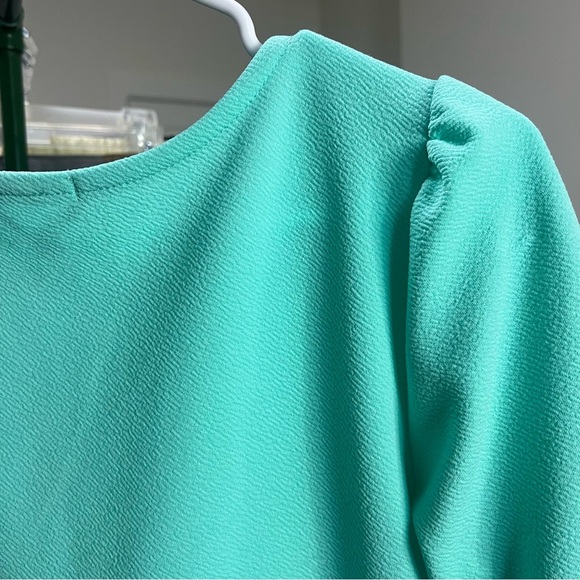 GREEN ENVELOPE Los Angeles Aqua Ruffle Sleeve Women's Top Spring Blouse Small - Picture 8 of 9